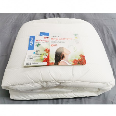 Couette Anti-acariens microfibre, toucher soie 400g/m²